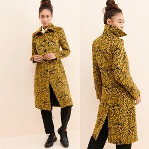 AVEC LES FILLES Leopard Print Long Wool Coat XS Maximalist Chic ASOTV! It Girl
